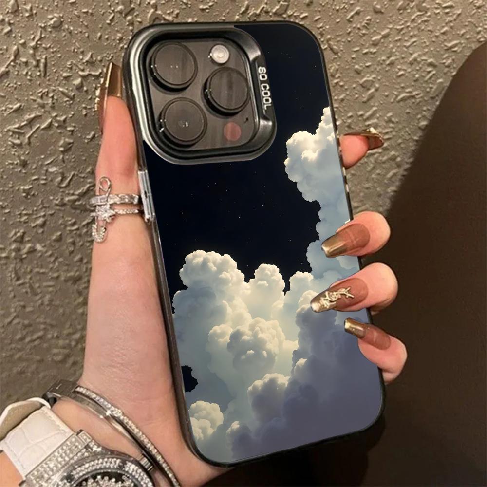 White Cloud Phone Case   for iPhone 16 15 14 13 Pro 12 11 Pro Xs X XR Max 8 7 SE Laser Hard PC+TPU Cases Back Cover
