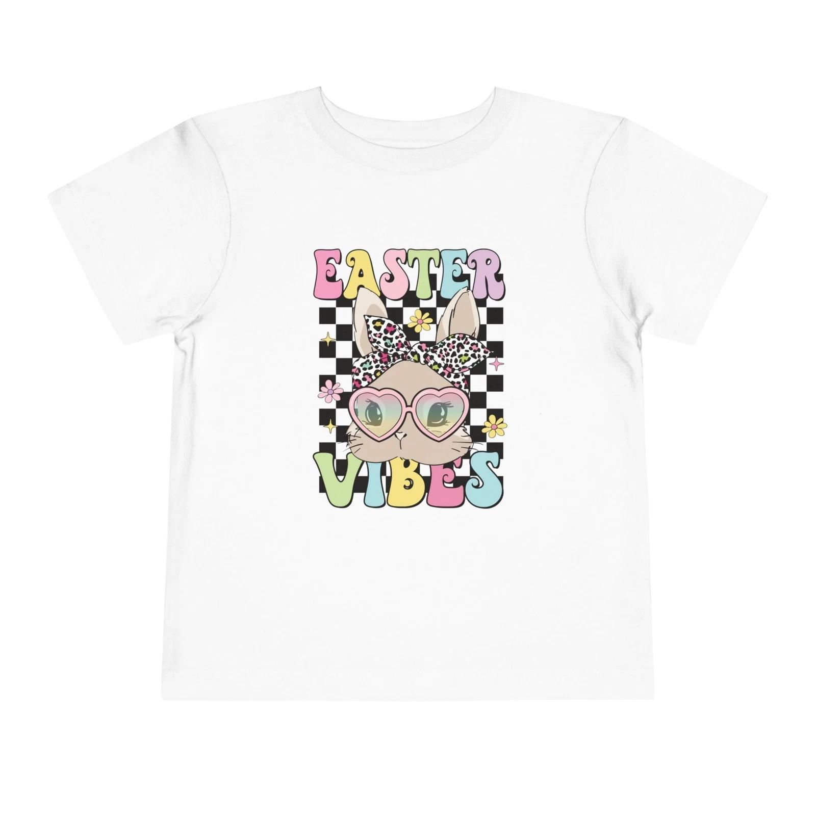

Toddler Easter Vibes Bunny Shirt Cute Pastel Leopard Heart Sunglasses T-Shirt 3XL