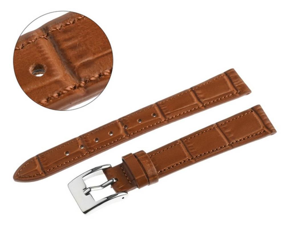 Pasek pacific 16 mm w14 krokodyl jasnobrązowy pasek, brązowe przeszycie