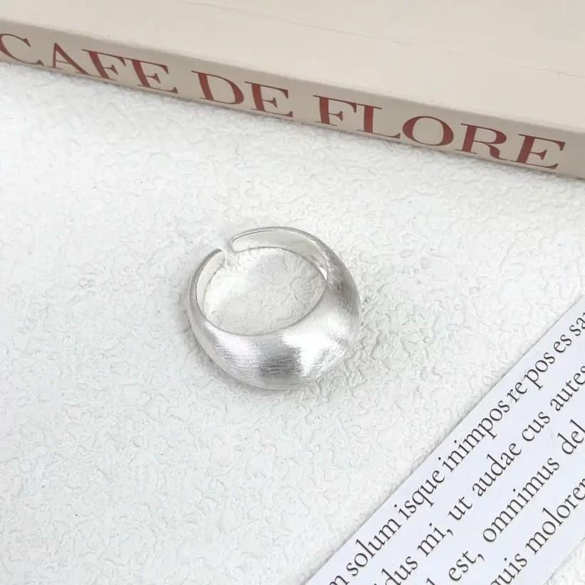 Trendy Matte Geometric Open Band Ring for Women - Versatile, Stackable, Personalized Fashion Accessory Adjustable Open