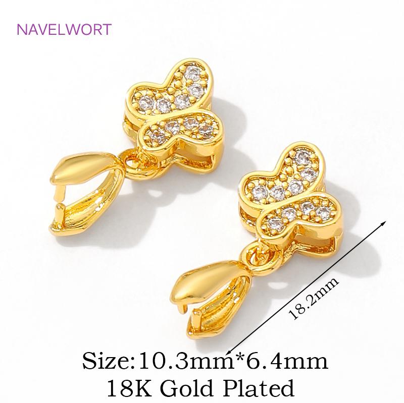 

2/4/6Pcs 18K Gold Plated Brass Pinch Pendant Bail Clasp,Inlaid Zircon Pinch Clip Bail Connector,DIY Necklace Making Accessories 2 pieces