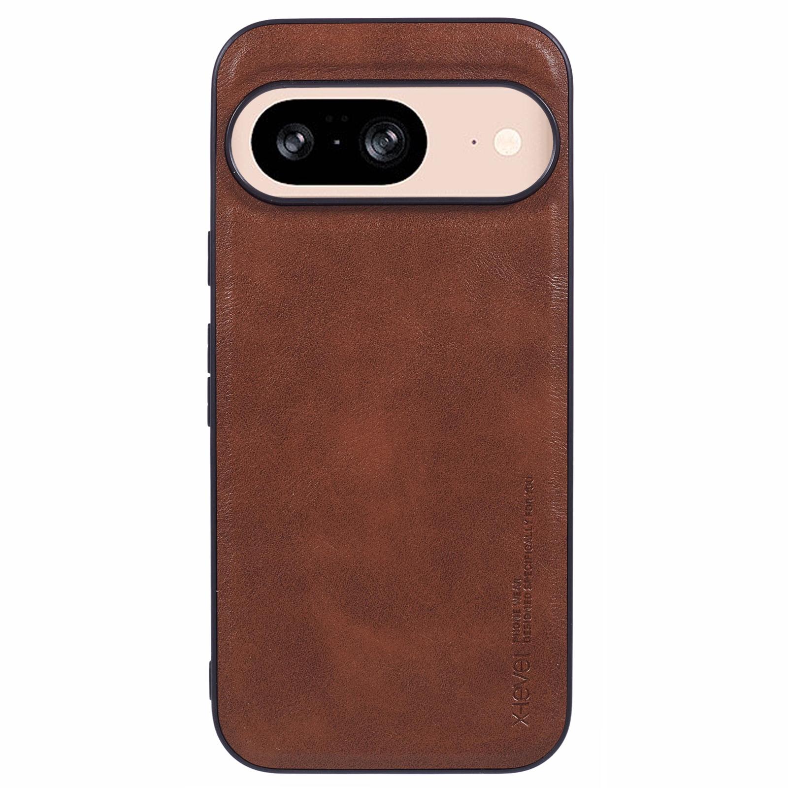 

X-LEVEL Bojue-3 Series For Google Pixel 9/9 Pro Cell Phone Case PU Leather Coated TPU Cover Brown