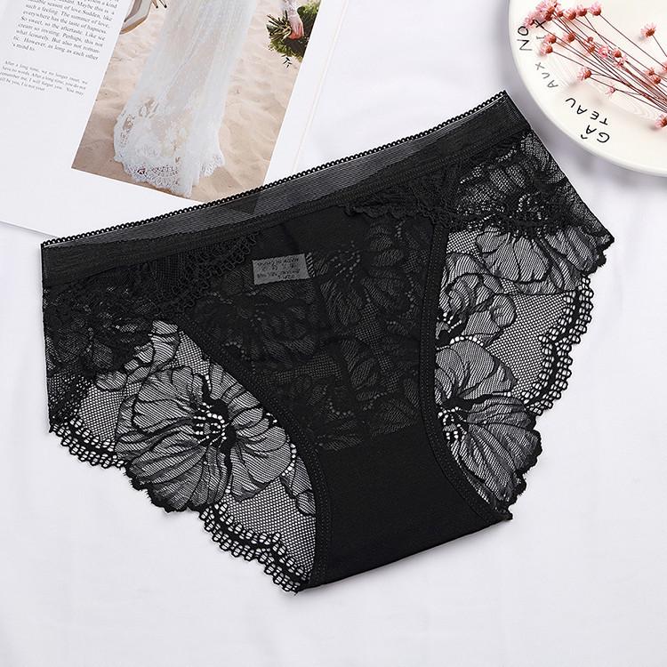 Mesh Seamless Mid-waist Underwear Women Panties Plus Size Sexy Lace Breathable Hip Lift Briefs