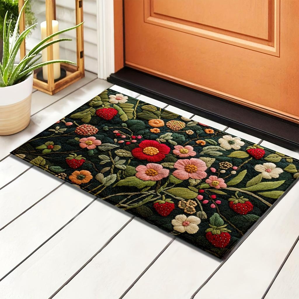 Flower Floor Mat Bathroom Absorbent Anti Slip Foot Mat Easy To Maintain Door Mat