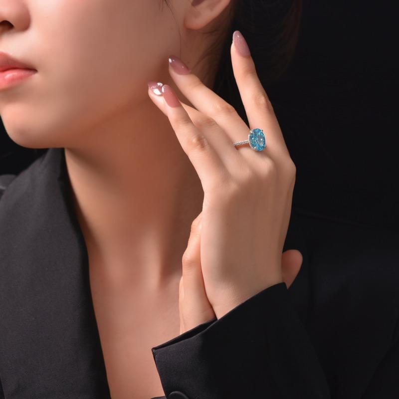 Gica Gema Anillos Ovalados Para Mujer Niña Plata de Ley 925 9*13mm Circonita Rosa Blanca Boda Compromiso Aniversario Joyería Regalo