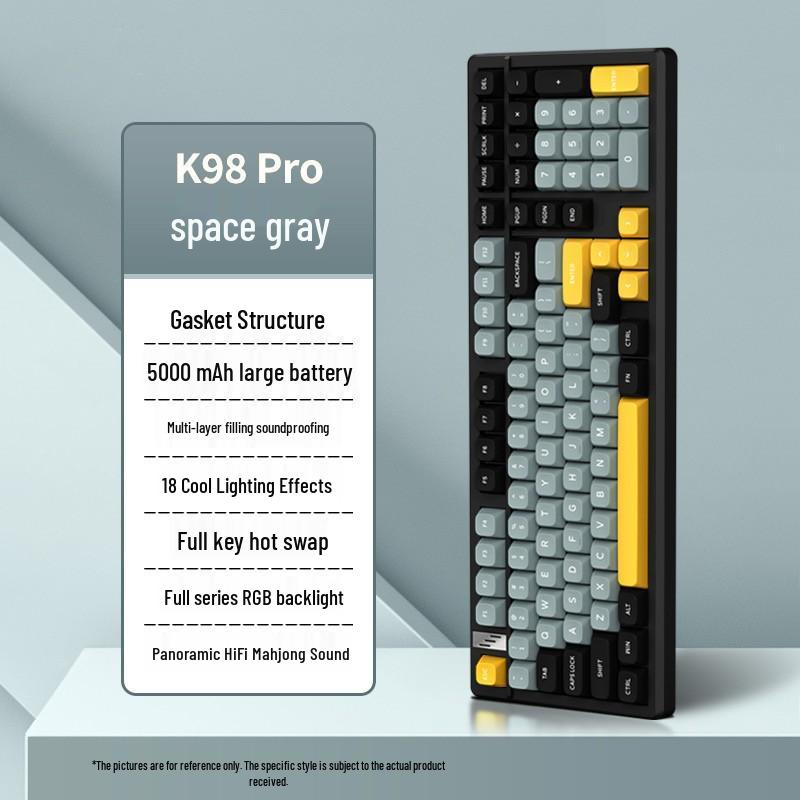 

98% Layout K98 Gasket 3-Mode Mechanical Keyboard, 98 RGB Backlit Keys, Red Switch - Perfect for Gaming & Office