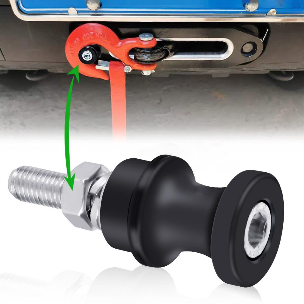 Car Winch Rope Hook Stand Steel 10" Bolt Mount For 3/8 1/2 Clevis Slip Aluminum Alloy Half-Linked Winch Hook Black