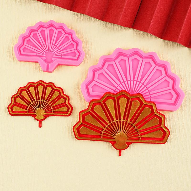 1Pc Chocolate Moulds Tools Baby Shower Party Chinese Fan Shaped 3D Silicone Fondant Mold For Cake Decorating Cake Sugar Craft
