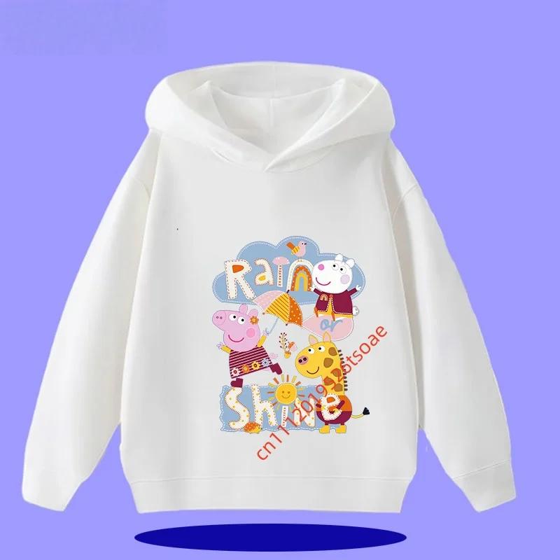 Peppa Pig Children's Hooded Sweatshirt 2026 New Style Cartoon Print Boys' Sport Shirt Girls' Casual Shirt