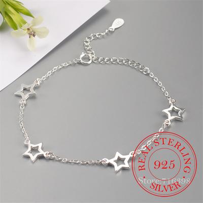 925 Sterling Silber verstellbare Kette Stern Charm Armbänder & Armreif für Frauen Hochzeitsgeschenk Allergie vorbeugen Femme Schmuck