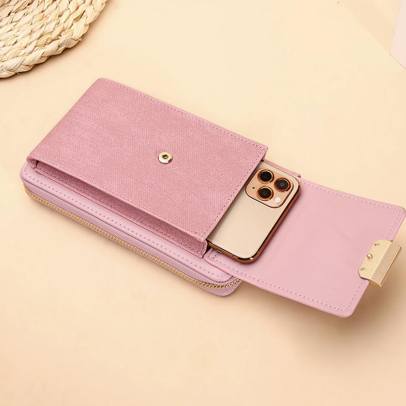 Dámská móda Kabelky na zip na telefony se spojkou Pu Kožené peněženky Malé crossbody kabelky