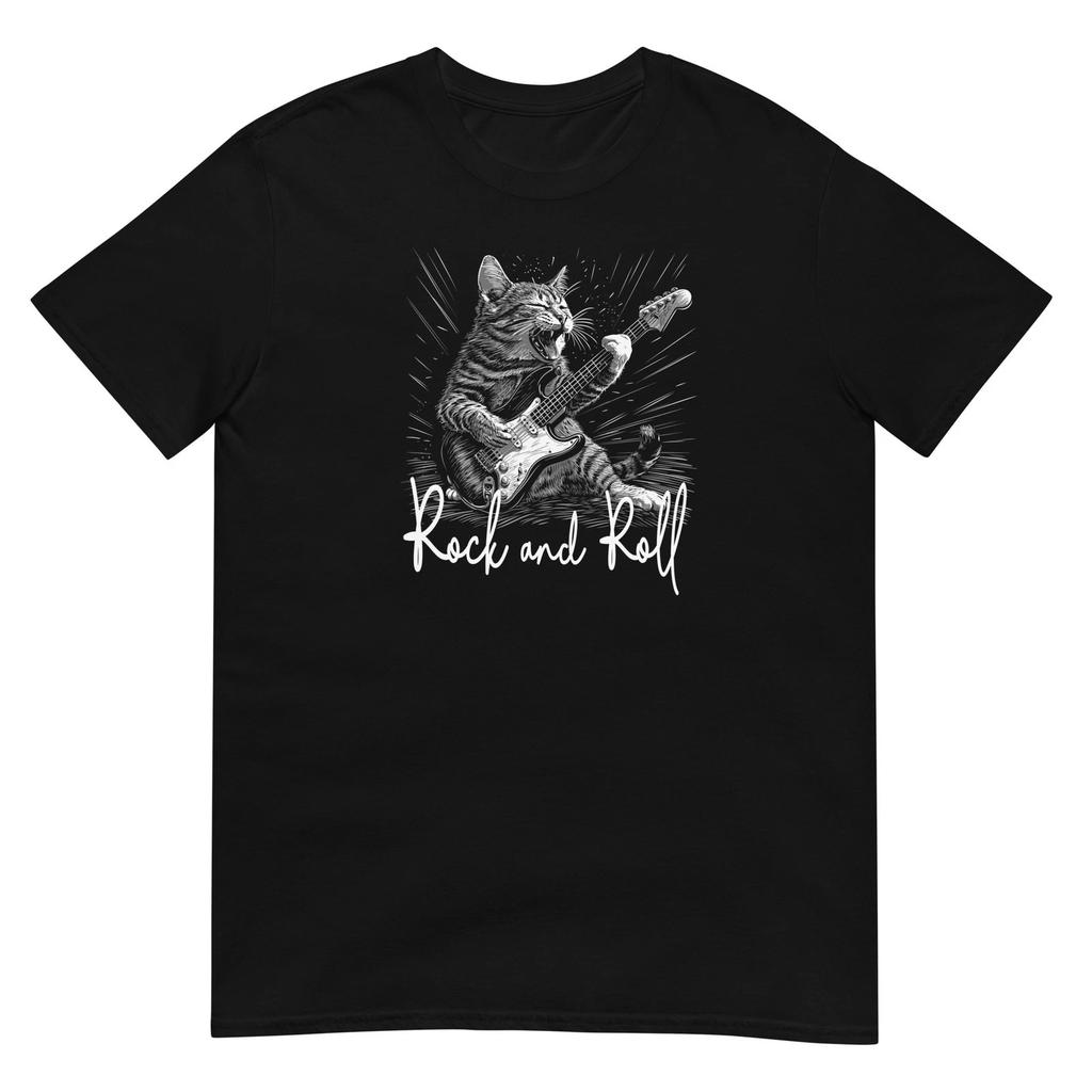 T-shirt Gatto Suonatore di Chitarra Tee Amante dei Gatti Gattini T-shirt per Animali Design Unisex
