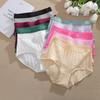 FINETOO 6PCS/SET Women Basic High Waist Striped Panties Cotton Breathable Daily Multi Color Set Butt Lifting Plus Size Comfort Underwear