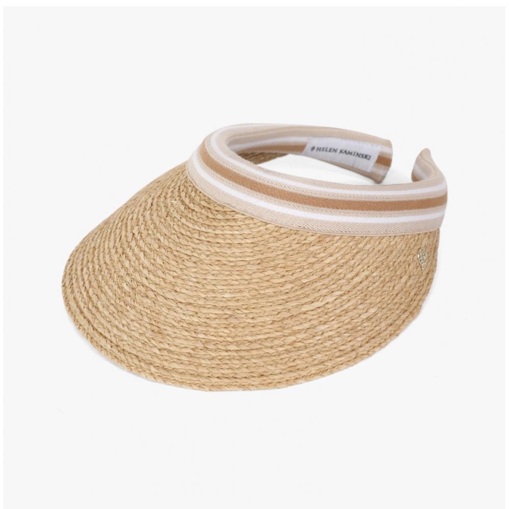 Helen Kaminski Hat50265 Ntnus Bianca Natural Nougat Stripe Visor Sun Cap