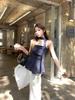 Retro Contrast Plaid Strapless Vest Top – Women's High-End Irregular Waist-Cinched Sleeveless Summer Outerwear.