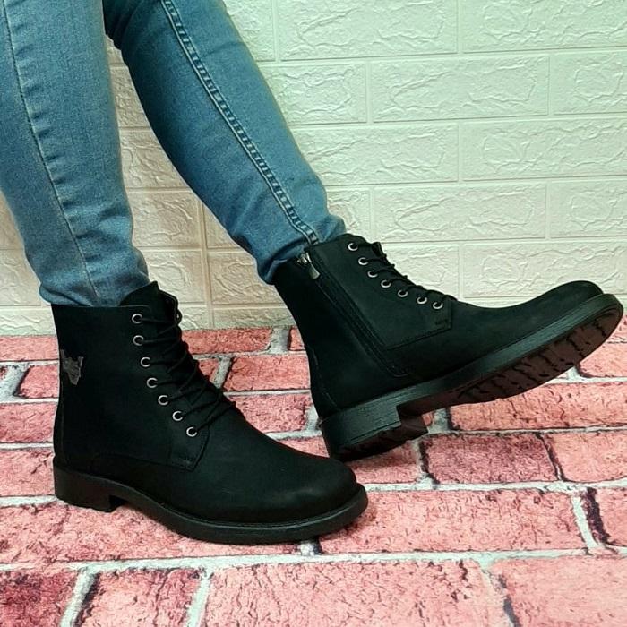 VOYAGER 3517 Black Genuine Leather Men's Boots with Zipper