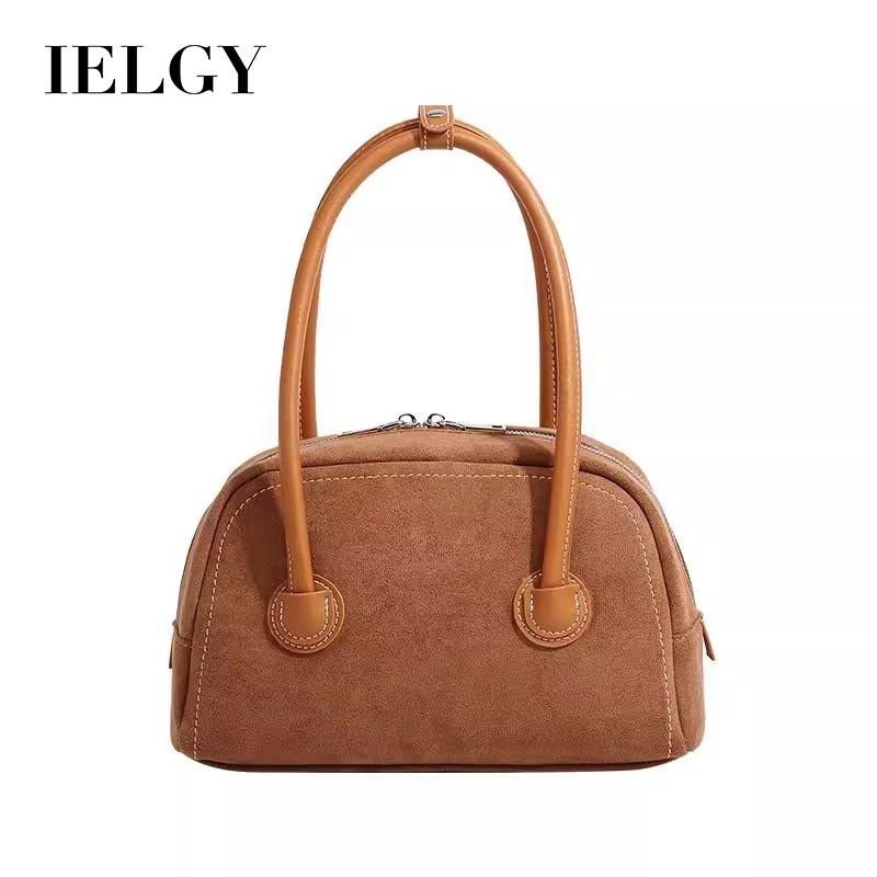 IELGY Autumn Winter Bowling Bag Boston Bag Suede Pillow Bag