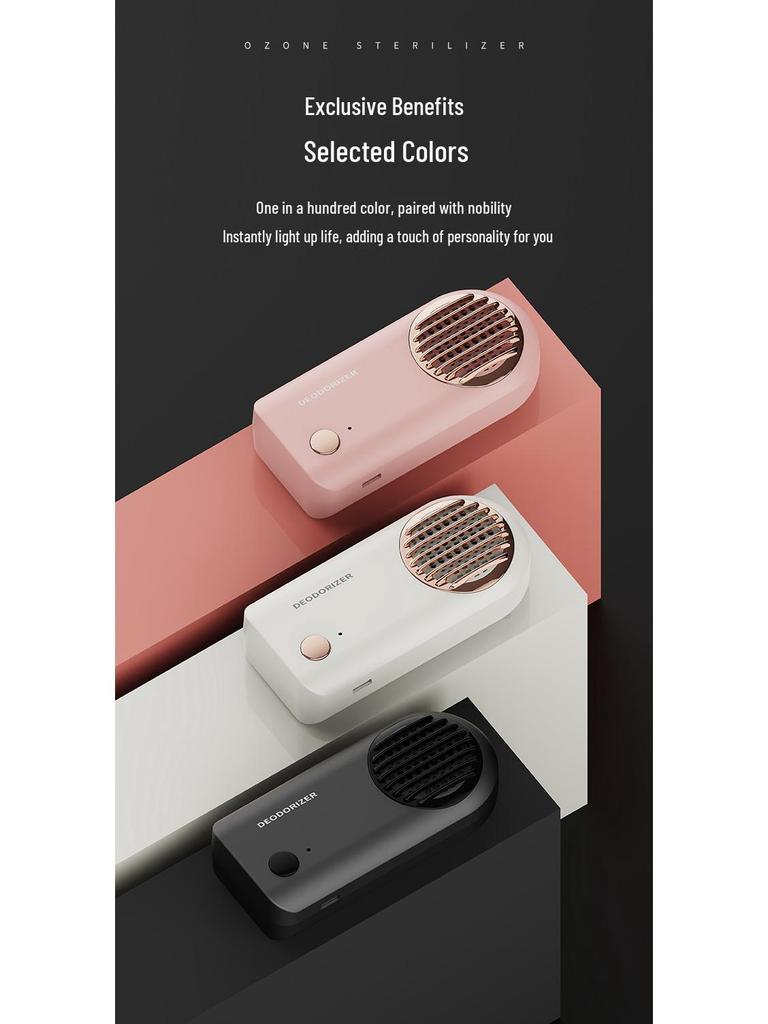 Compact Rechargeable Ozone Air Purifier & Deodorizer for Cars, Shoes, Bathrooms, and Refrigerators