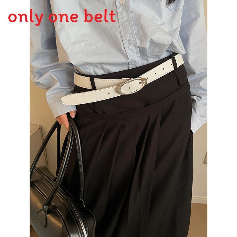 Modischer Damen Gürtel im koreanischen Stil mit unregelmäßiger ovaler Metallschnalle für Kleider und Hosen