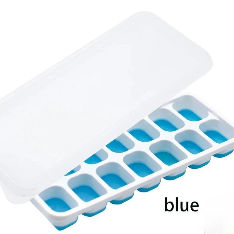 14 Grid Ice Cube Square Ice Cube Mold with Lid  Silicone Ice Cube Soft Bottom  Easy To Demold Ice cube ice grid film equipment