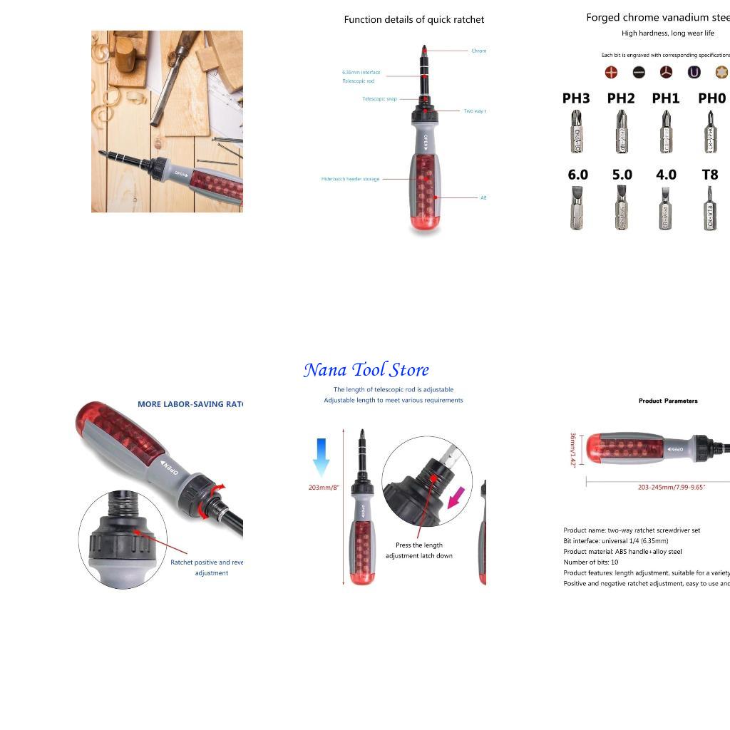 31GJ 11 in 1 Ratchet Screwdriver Set with Rubber Handle Multi-bit Ratchet Screw Telescopic Screwdriver China Mainland