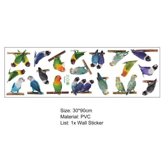 Wall Sticker Moisture-proof Removable PVC Parrot Painting Wall Decal for Nursery Room