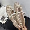 Sandali da Donna a Tacco Basso con Tessuto a Rete, Punta Tonda e Cinturino con Fibbia, Sandali da Donna Designer Ricamati Mule Scarpe Zapatos De Mujer