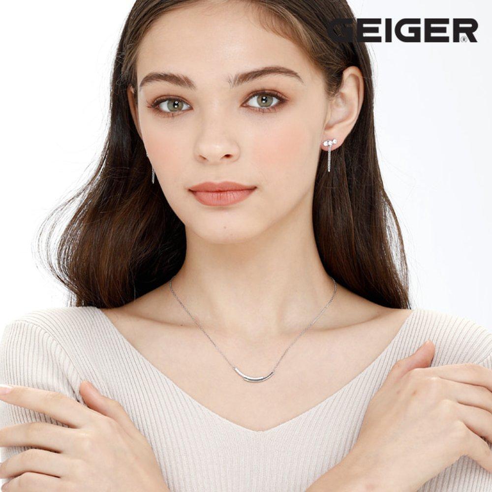 Line Silver Necklace White Gisvnn009