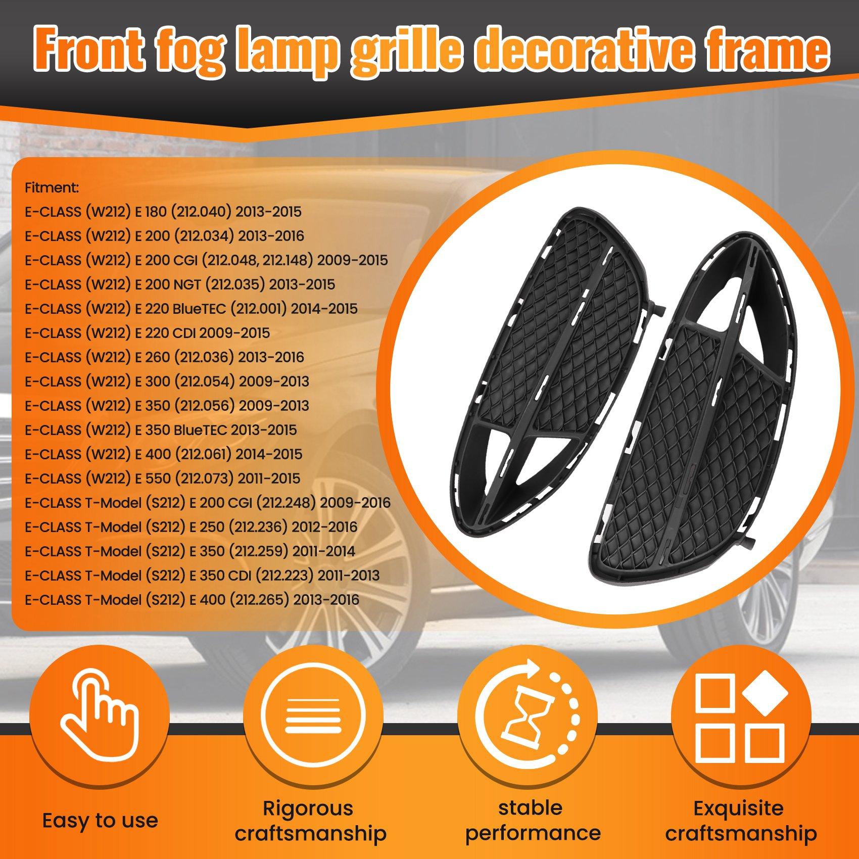 For Mercedes Benz E Class W212 Left & Righ Front Fog Lamp Grille Cover Trim Frame 2128851922 & 212885-A87Q