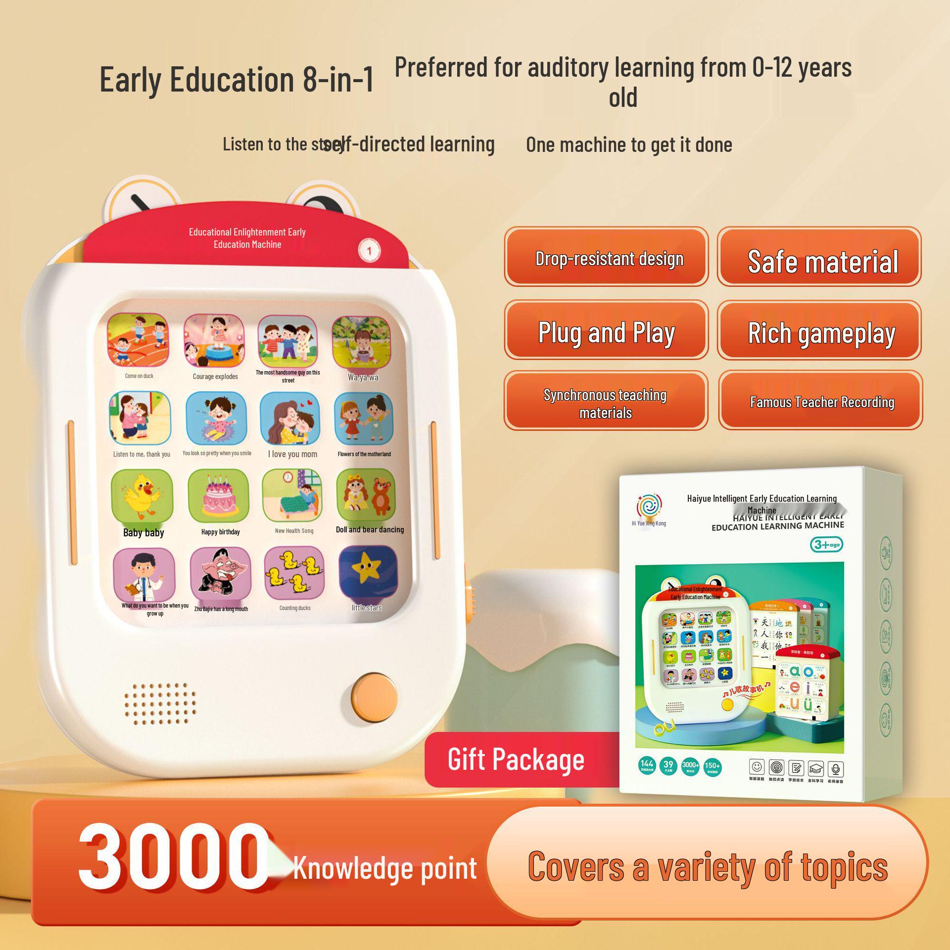 Smart Early Learning Pen with Educational Enlightenment Cards for Language, Math, and English Skills