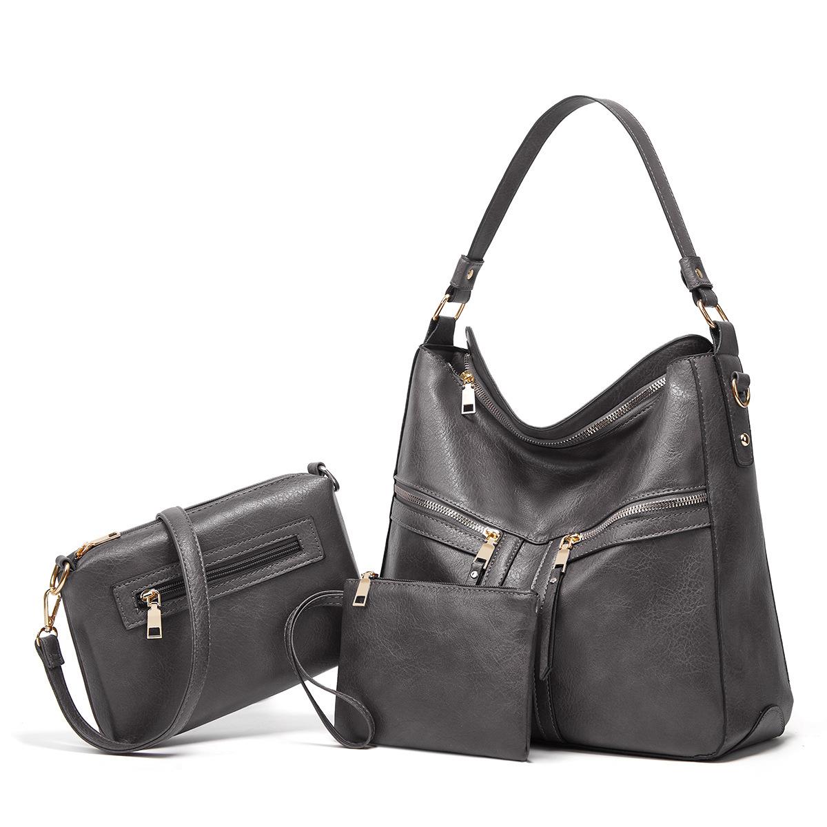 

Сумка-мессенджер большой вместимости, женская сумка через плечо, кошелек и комплект кошельков, женская большая сумка, кошелек-бродяга, набор из трех предметов 31cm*33cm серый