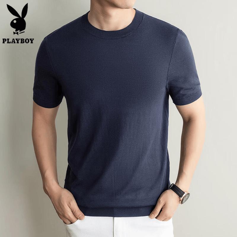 PLAYBOY Men's 2026 Summer Silk Blend Short Sleeve T-Shirt
