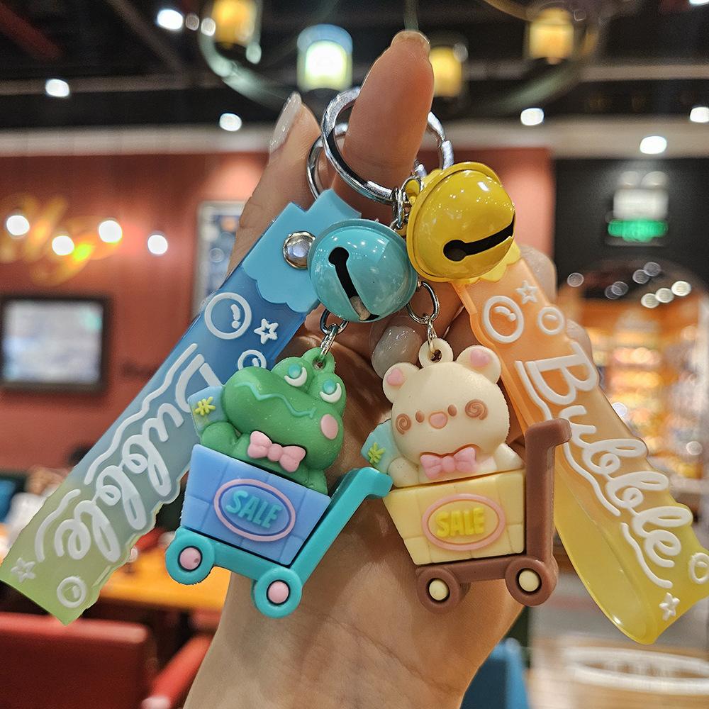 Creative Small Animal Shopping Cart Car Keychain Pendant Cartoon Doll Couple Pendant Exquisite Keychain
