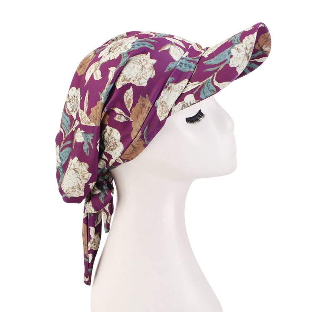 Atmungsaktive Sommer-Kopftuch-Hut Blumenmuster Turbanhut Mit Riemen Baseballkappe Tägliche Outfits