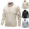 Men's Solid Color Half Zip Stand Up Collar Pullover Long Sleeved Casual Sports Slim Fit Top