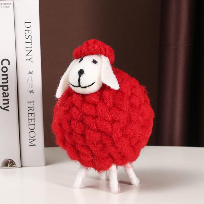 Colorful Sheep Figurines for The Living Room TV Cabinet, Cartoon Heart-shaped Sheep Small Figurine, Children's Room Decoration Item