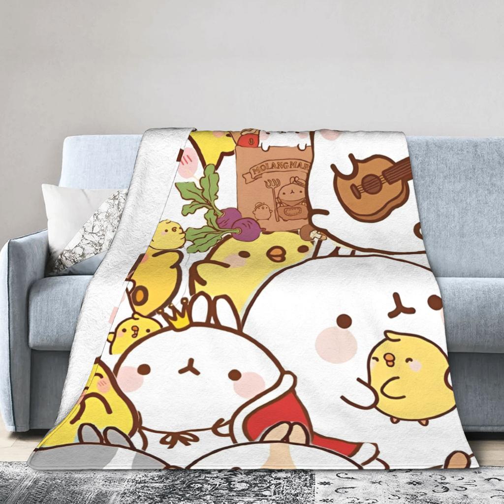 Molang Funny Cartoon Blanket Super Soft Warm Throw Blankets for Sofa 50x60 Inch Multiple Sizes Bedding Throws