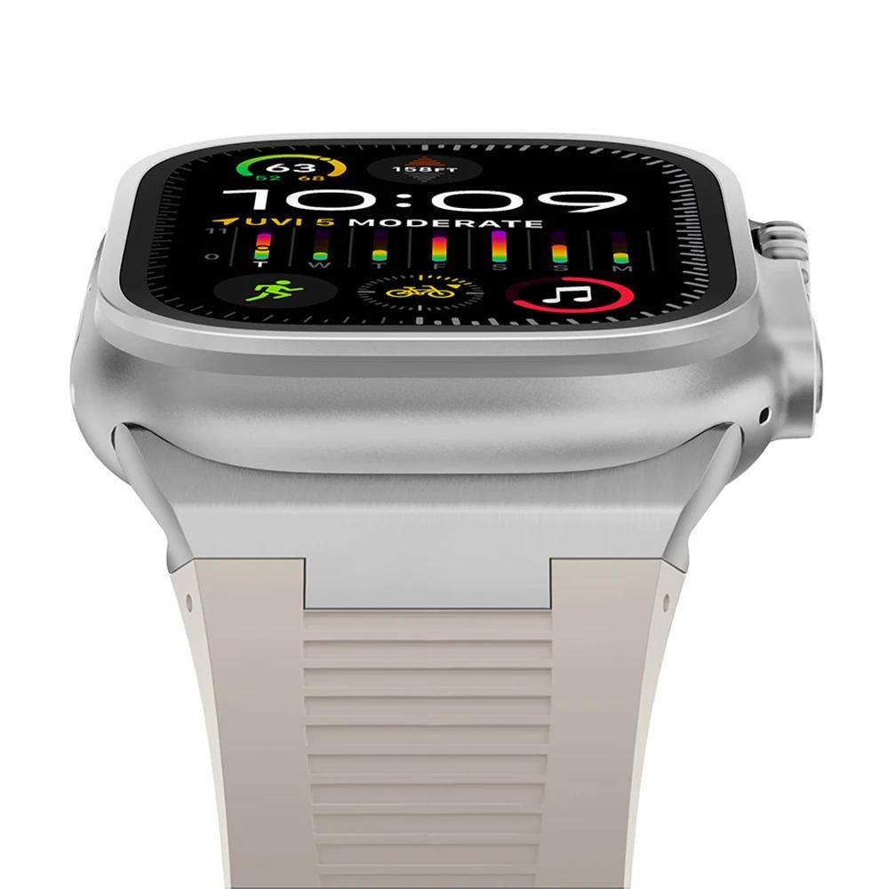 Soft Silicone Strap for Apple Watch Ultra 3 2 49mm 46mm 45mm 44mm Rubber Band for IWatch Series 11 10 9 8 7 6 5 SE 3 2 Bracelet