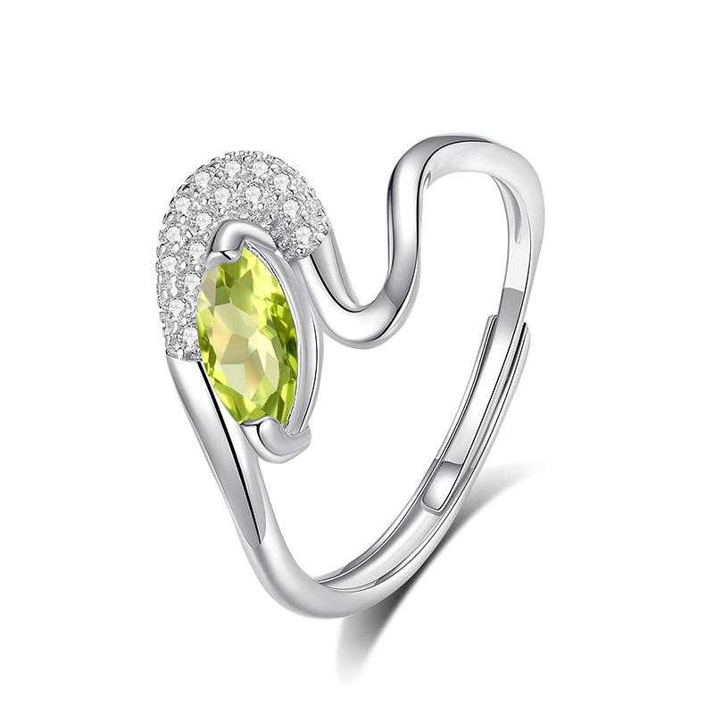 S925 Sterling Silver Adjustable Ring Women's Twist Arm Natural Crystal Stone Ring Premium Accessories Women's Fashion Vintage Jewelry Gifts