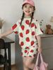 Girls Summer New Casual Floral Print Short Sleeve Top Color Shorts Sweet Style 2‑Piece Children Daily Outdoor Fashion Set