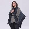 European & American Vertical Stripe Autumn/Winter Shawl Cloak