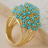 Wunderschöner Ring mit Imitationstürkis in Goldfarbe für Damen, elegantes Vintage-Schmuckzubehör für Hochzeiten und Bankette, Geschenke