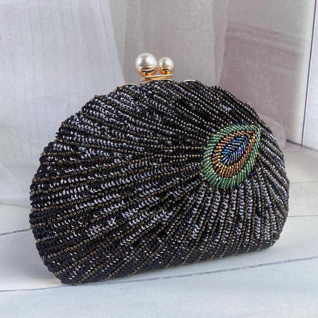 Retro Chinese Beaded Embroidery Clutch - Evening Handbag for Dinner Parties and Cheongsams