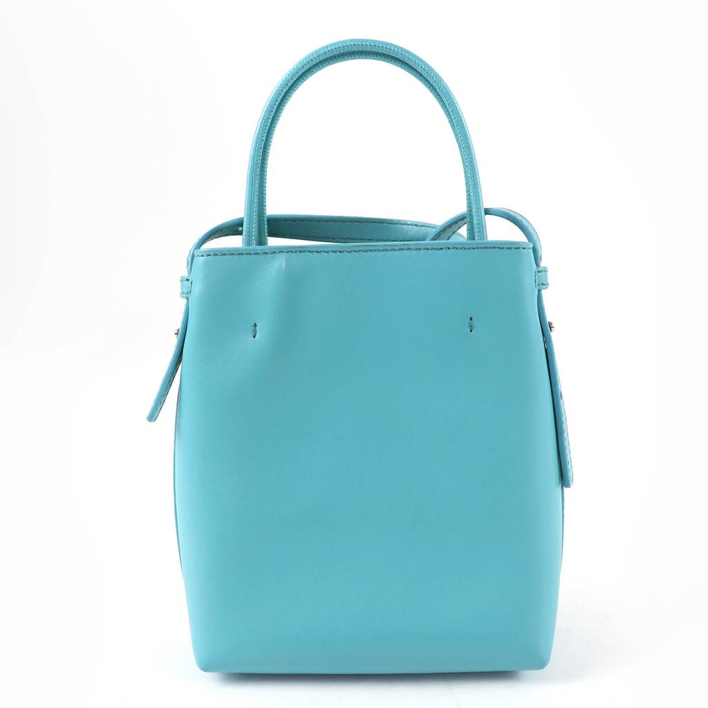 Excellent Chloe Shoulder Bag Sense Micro Tote Bag Logo Embroidery Leather Blue Used