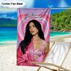 1PC Custom Name Pink Heart Fashion Ayliva Heart Beach Towel, Lightweight Quick-Dry for Man Woman, for Summer Travel, Swimming Pool Birthday Gift