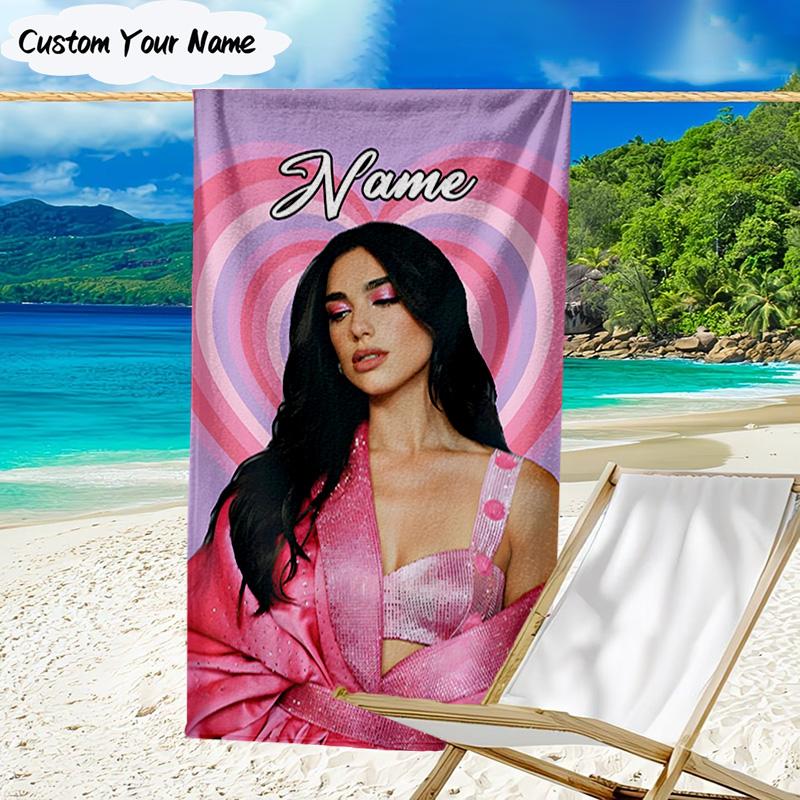 1PC Custom Name Pink Heart Fashion Ayliva Heart Beach Towel, Lightweight Quick-Dry for Man Woman, for Summer Travel, Swimming Pool Birthday Gift
