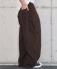 Beokeuldaun Wide Curved Cargo Cotton Pants (Brown)