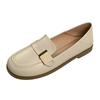 Round Toe Loafers Beige Moccasins Flat Woman Footwear Luxury Leather Casual Flats Low Heel Elegant Office Shoes For Women Chic A