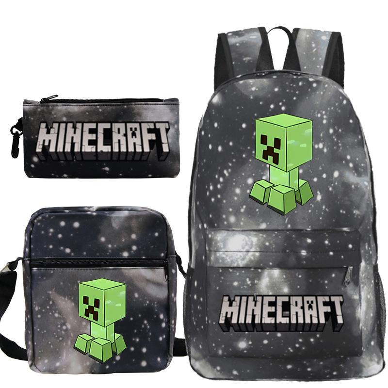 Game Minecraft Printed Children'S School Bag Oblique Span Bag Stationery Pencil Bag Student Backpack Set