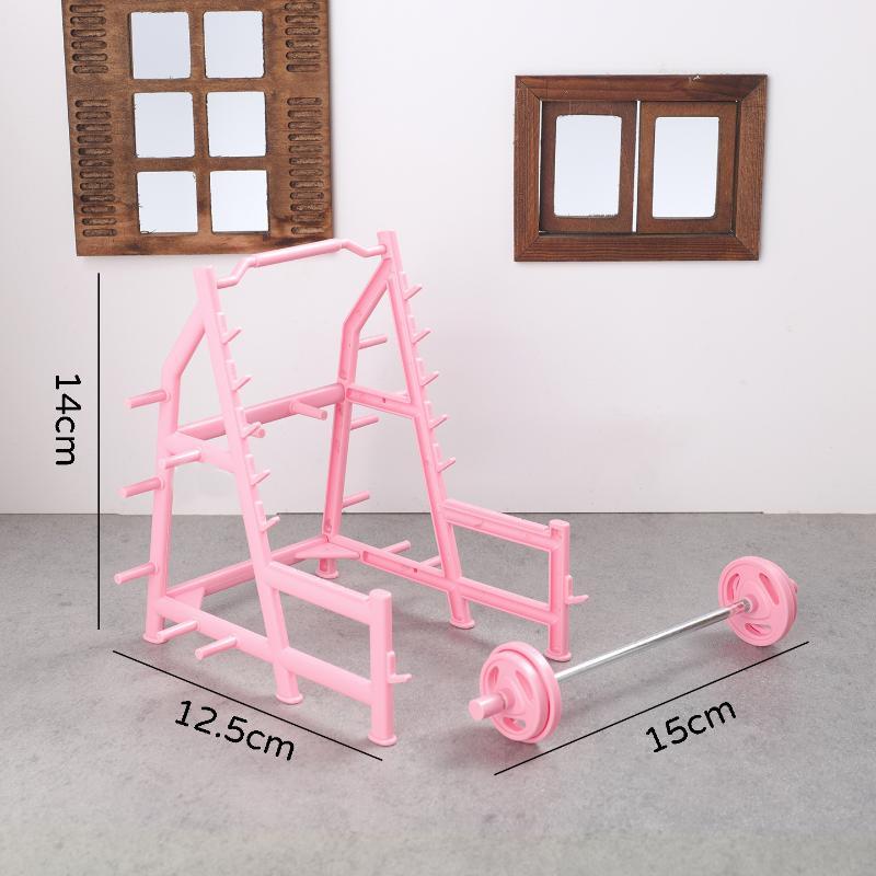 Mini Fitness Equipment Dollhouse Simulation Gym Treadmill Dumbbell Weight Lifting Machine Model Decor 1/12 Doll House Accessory